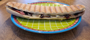 Brie, bacon, cranberry panini